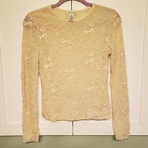 Vintage Ann Taylor cream lace top with beading